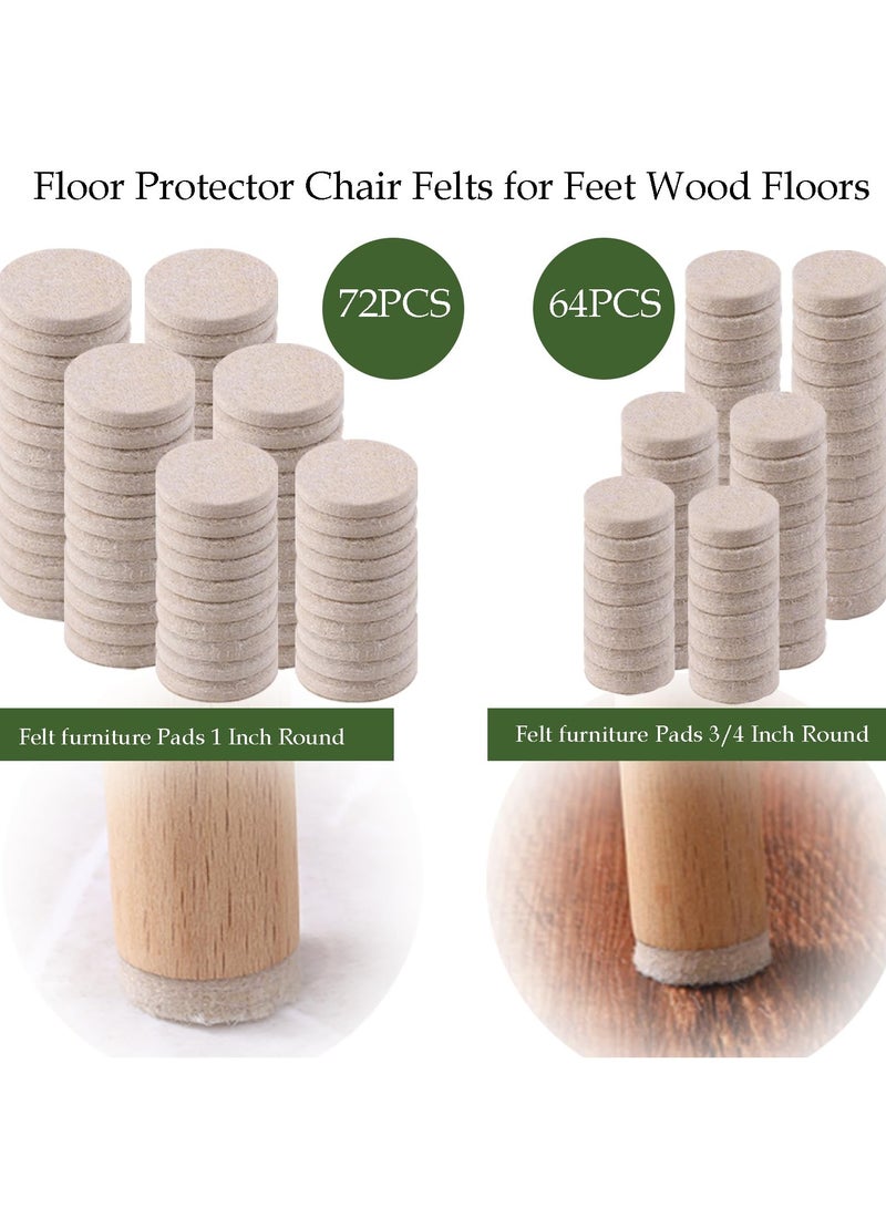 NajmStyle Felt Furniture Pads - Heavy Duty Self Adhesive Pads for Chair Legs, Protecting Hardwood Floors from Nicks, Dents and Scratches, 144 Pcs Round, Beige - Image 4