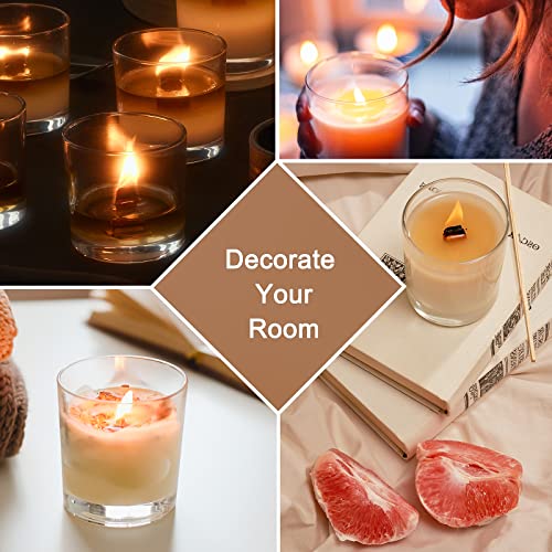 CONNOO 12Pack 10 OZ Clear Glass Candle Jars with Bamboo Lids for Making Candles, Large Size Empty Candle Tins with Wooden Lids, Bulk Clean Candle Containers - Dishwasher Safe - Image 4