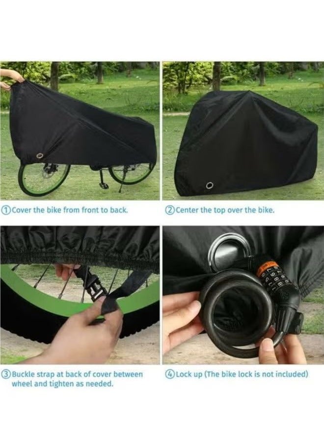 Generic Bicycle cover waterproof and dustproof outdoor indoor bicycle protector with keyhole (black)  - Image 3