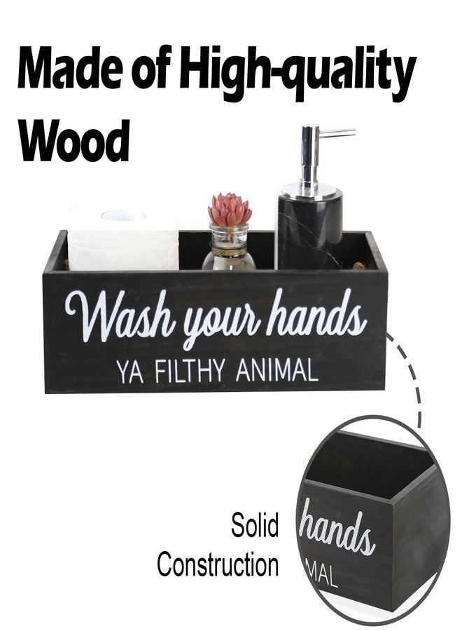 CuffUp Bathroom Decor Box, Toilet Paper Basket 2 Sides Signs Farmhouse Bathroom Toilet Basket Tank Topper Rustic Farmhouse Home Decor for Livingroom Kitchen（One Black Box） - Image 5