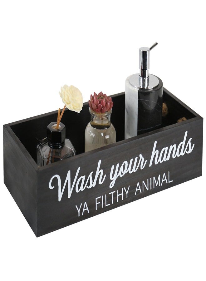 CuffUp Bathroom Decor Box, Toilet Paper Basket 2 Sides Signs Farmhouse Bathroom Toilet Basket Tank Topper Rustic Farmhouse Home Decor for Livingroom Kitchen（One Black Box） - Image 1