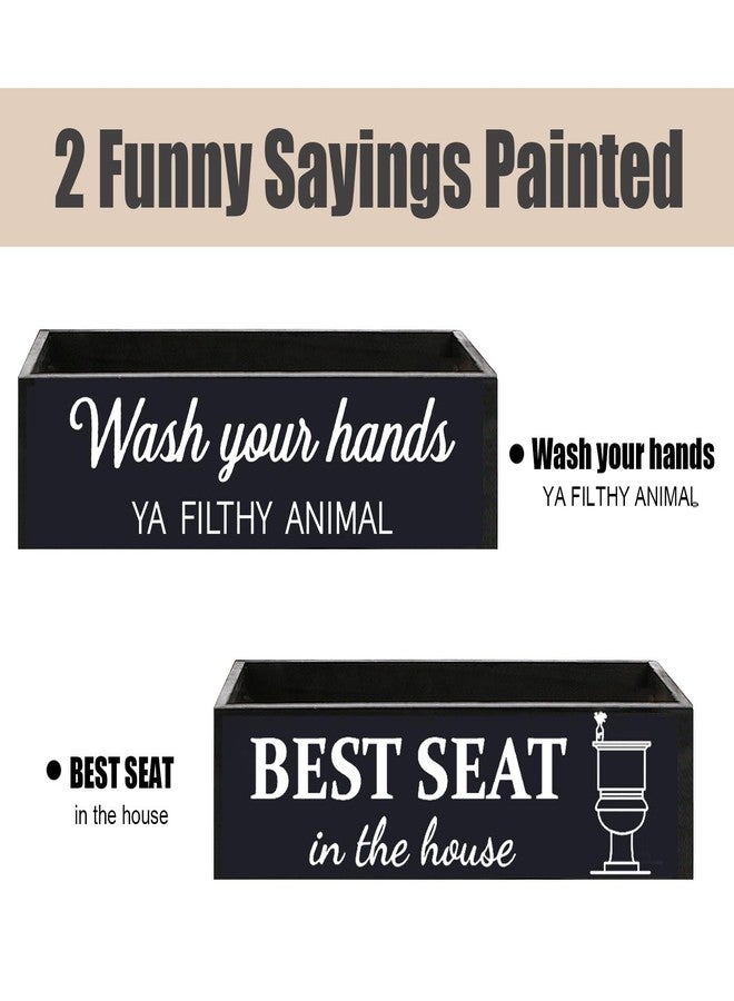 CuffUp Bathroom Decor Box, Toilet Paper Basket 2 Sides Signs Farmhouse Bathroom Toilet Basket Tank Topper Rustic Farmhouse Home Decor for Livingroom Kitchen（One Black Box） - Image 2