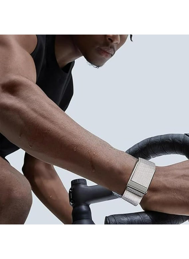 متوافق مع WHOOP MG / One / Peak / Life Band، حزام بديل من النايلون الناعم مزود بموصل فضي لامع على شكل حرف U، حزام معصم قابل للتعديل، الحزام فقط، غير مخصص لـ WHOOP 4.0 - Image 4