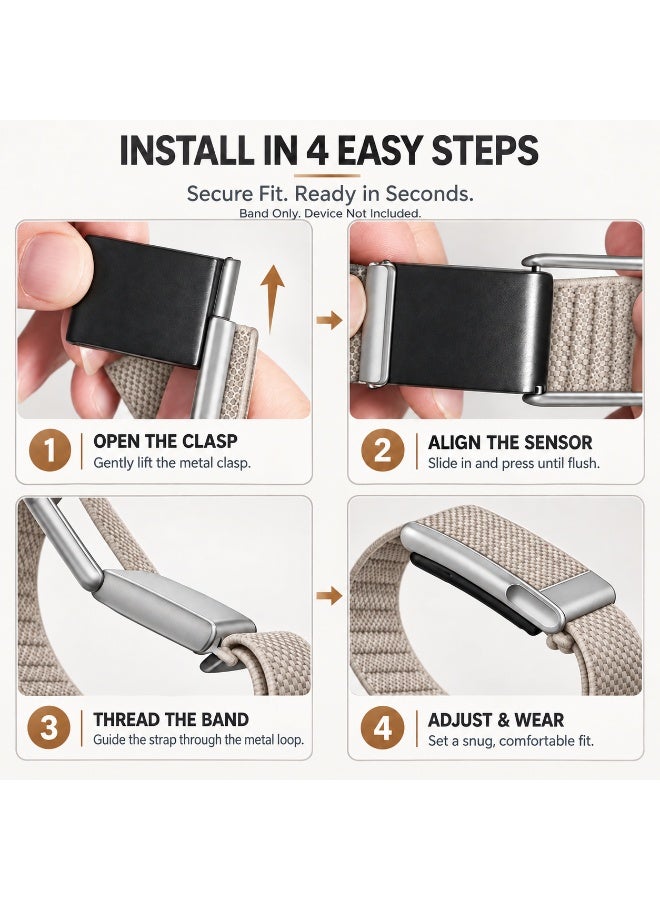 Vortexia Compatible with WHOOP MG / One / Peak / Life Band, Soft Nylon Replacement Strap with Shiny Silver U-Shape Connector, Adjustable Wrist Band, Band Only, Not for WHOOP 4.0 - Image 4