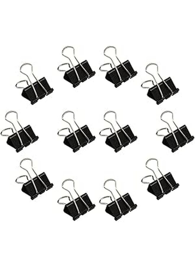 Large Office Binder Clips 51mm Black Metal Document Paper Clamps 12 Pack - Image 1