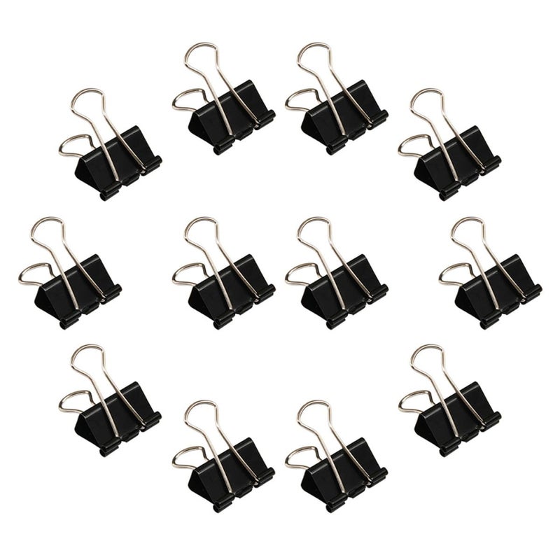 Large Office Binder Clips 51mm Black Metal Document Paper Clamps 12 Pack - Image 2