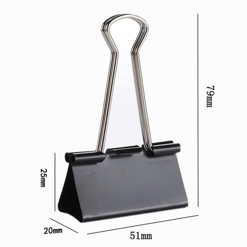 Large Office Binder Clips 51mm Black Metal Document Paper Clamps 12 Pack - Image 3