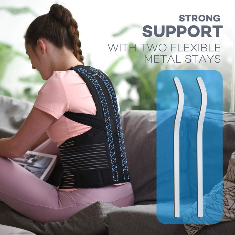SICHEER Posture Corrector for Women and Men Back Brace Straightener Shoulder Upright Support Trainer for Body Correction and Neck Pain Relief, Medium(waist 34-38 inch) - Image 5
