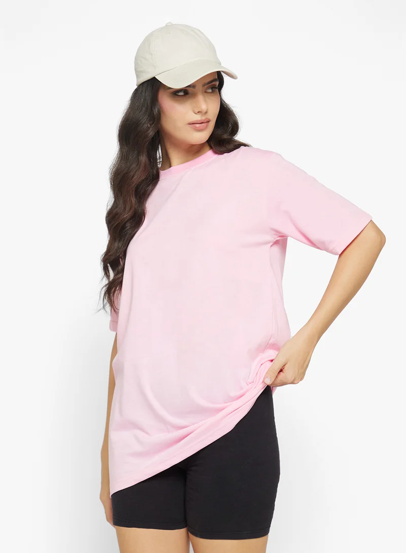 Ginger Basics Cotton Oversize Crew Neck T-shirt