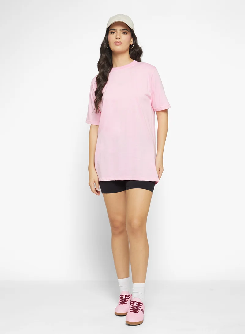 جينجر بيسيكس Cotton Oversize Crew Neck T-shirt