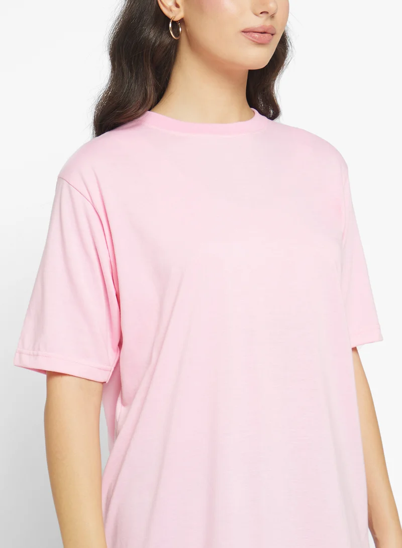 جينجر بيسيكس Cotton Oversize Crew Neck T-shirt