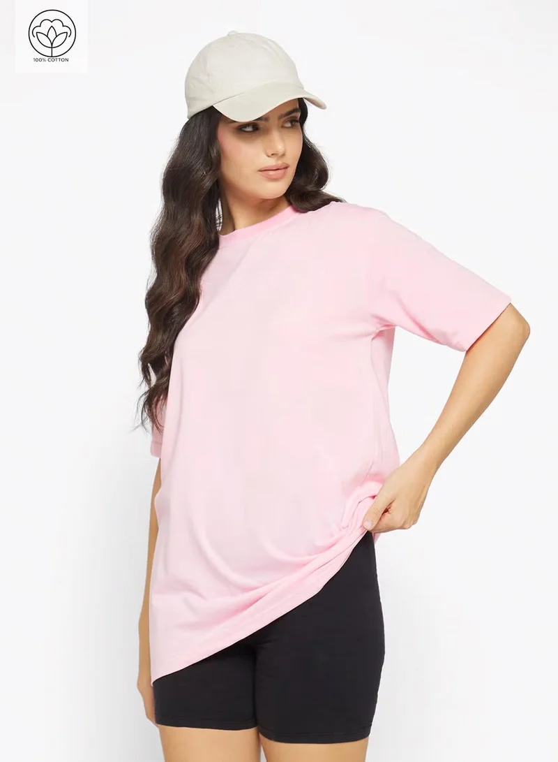 جينجر بيسيكس تيشيرت قطن بقصة واسعة وياقة دائرية