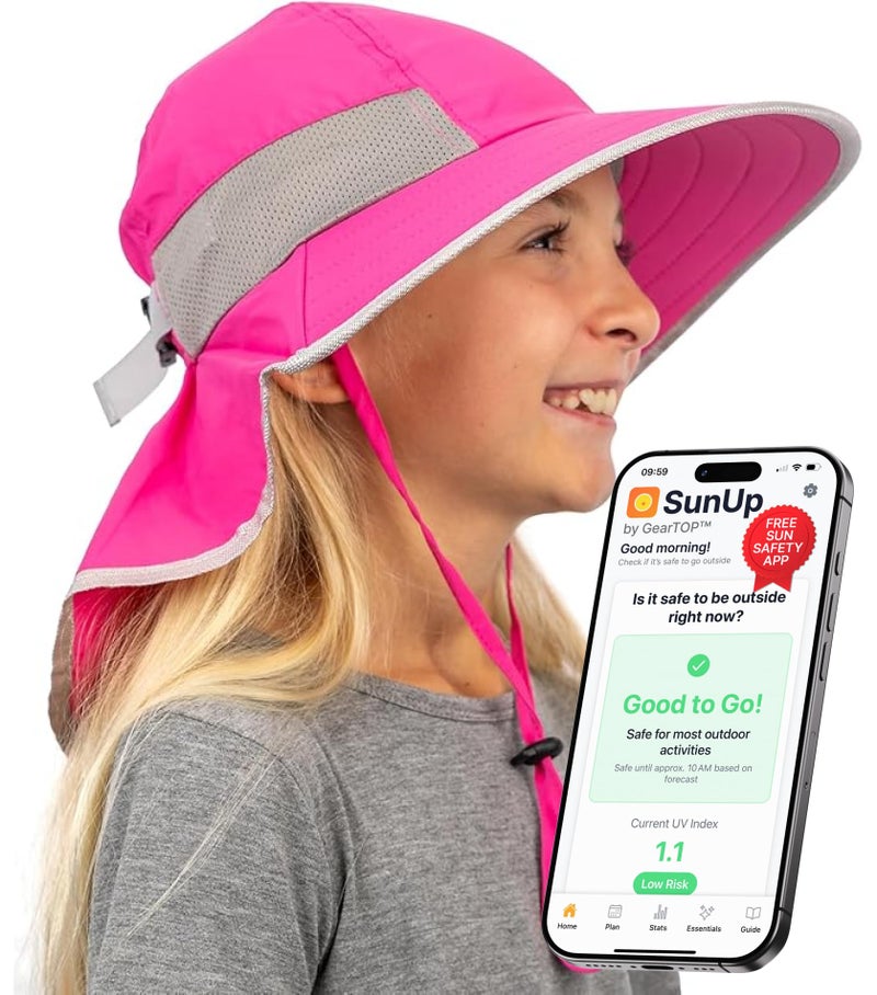 GearTOP Sun Hats for Kids UPF 50+ Kids Sun Hat with Neck Flap Swim Hat for Boys & Girls - Image 1