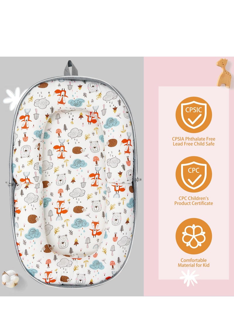 XICEN Baby Lounger and Travel Cots, Infants Sleeping Bed, Portable Crib & Cradle  for Newborn 0-12 Months, Toddlers Bassinet, Cute Cartoon Pattern,  and Can Converts to Backpack Style - Image 2