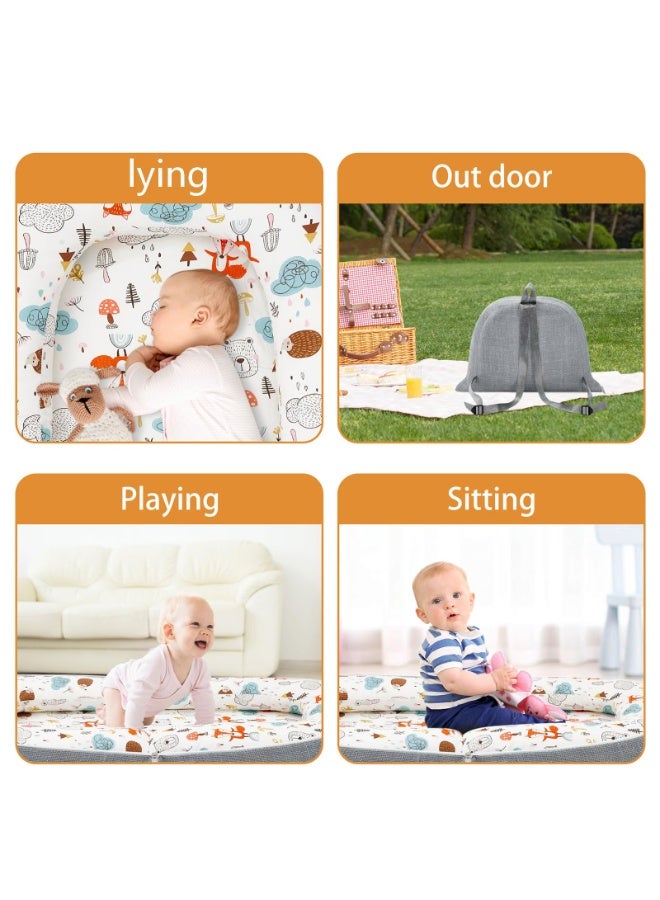 XICEN Baby Lounger and Travel Cots, Infants Sleeping Bed, Portable Crib & Cradle  for Newborn 0-12 Months, Toddlers Bassinet, Cute Cartoon Pattern,  and Can Converts to Backpack Style - Image 3