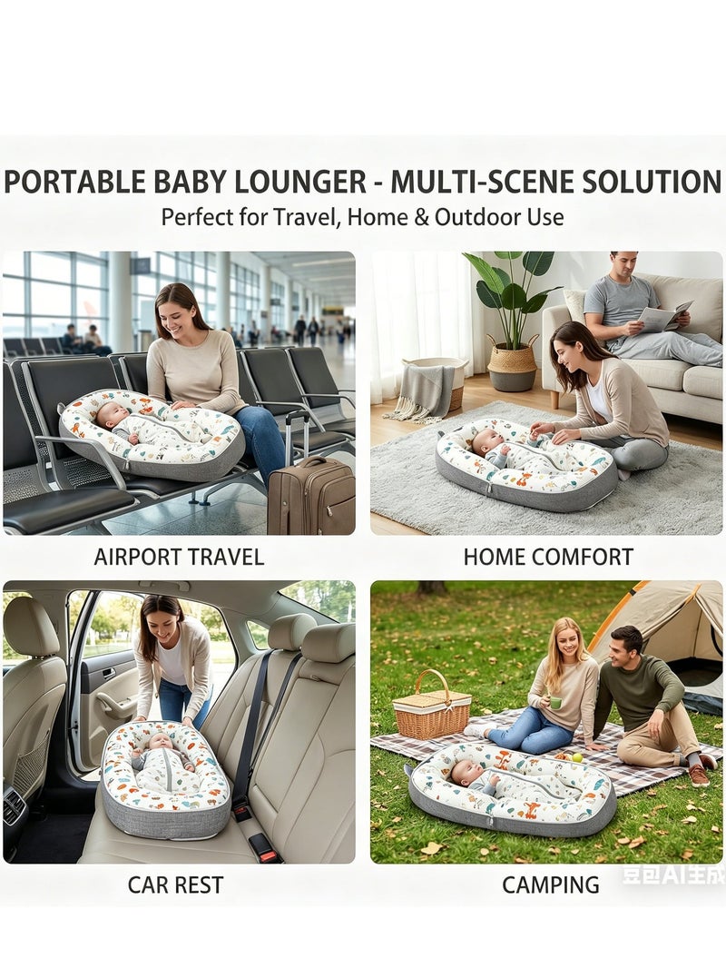 XICEN Baby Lounger and Travel Cots, Infants Sleeping Bed, Portable Crib & Cradle  for Newborn 0-12 Months, Toddlers Bassinet, Cute Cartoon Pattern,  and Can Converts to Backpack Style - Image 5