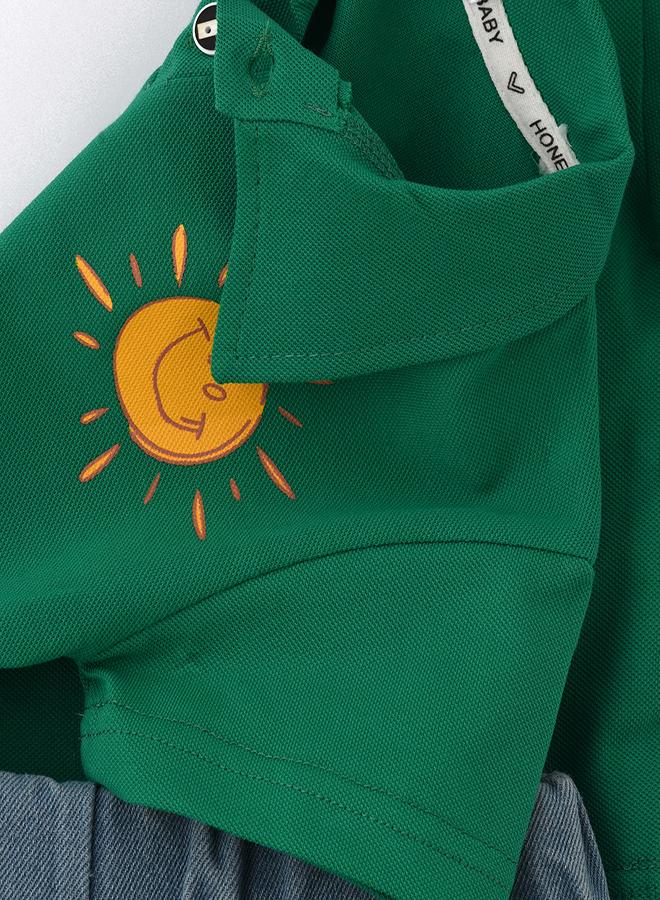 babyqlo Green Sun Polo Tee & Denim Set - Image 3