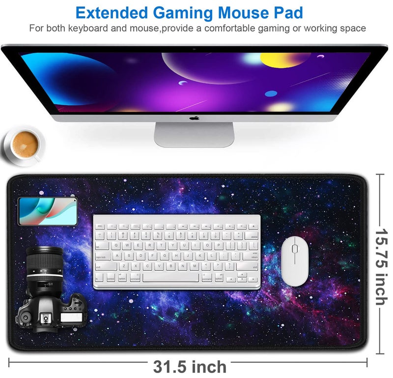 Naukay Large Mouse Pad, 31.5x15.7 inch Large Gaming Extended Computer Keyboard Mouse Mat, Water Resist Non-Slip Mousepad Rubber Base Long XXL Desk Mouse Pad for Work & Gaming, Office & Home - Image 2