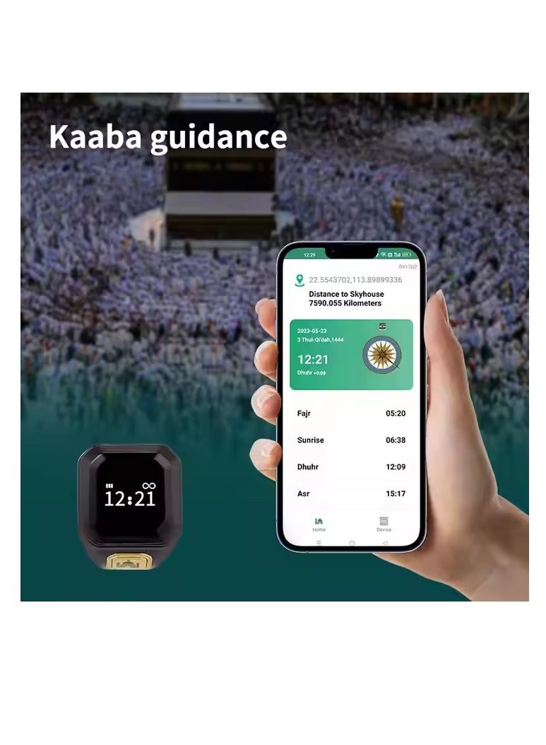 Smart Tasbih Zikr Ring – Islamic Prayer Companion | OLED Display | Prayer Timing Reminder | Waterproof | Wearable Technology – White- 20mm - Image 4