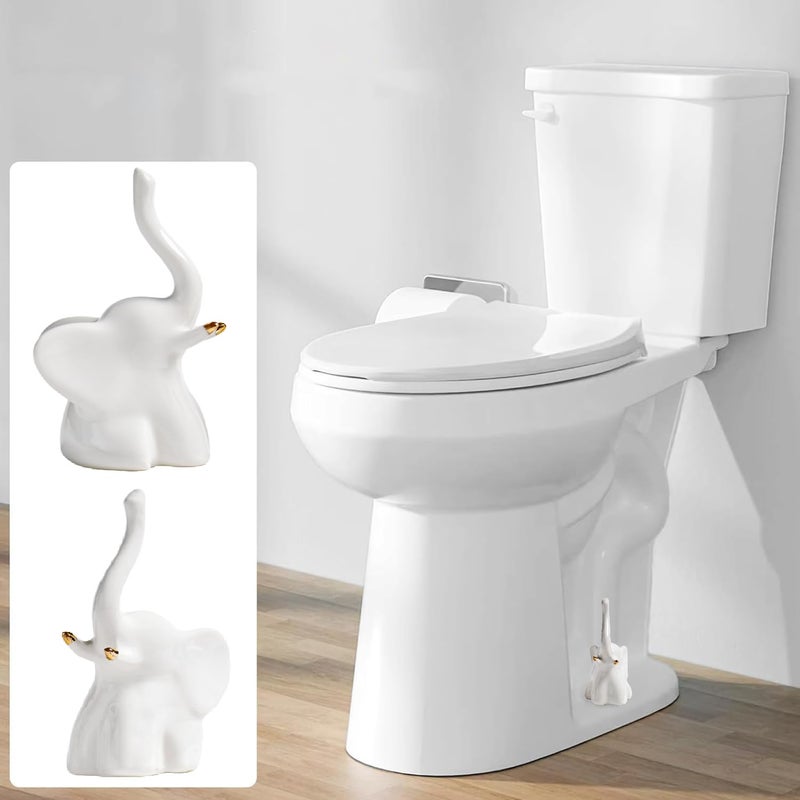 LJCA 2Pcs White Elephant Toilet Bolt Covers Decorative, Christmas White Elephant Gifts, Ceramic Toilet Screw Cover Caps for Bottom of Toilet, Tall Toilet Floor Bolt Caps, Easy installation - Image 2