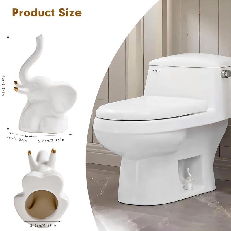 LJCA 2Pcs White Elephant Toilet Bolt Covers Decorative, Christmas White Elephant Gifts, Ceramic Toilet Screw Cover Caps for Bottom of Toilet, Tall Toilet Floor Bolt Caps, Easy installation - Image 4