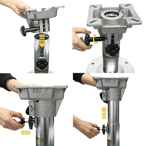 ONHI Adjustable Aluminum Boat Seat Pedestal 13-19 Inch Height, Locking Design, Silver Polished, for Fishing Boats and Marine Vessels - Image 3