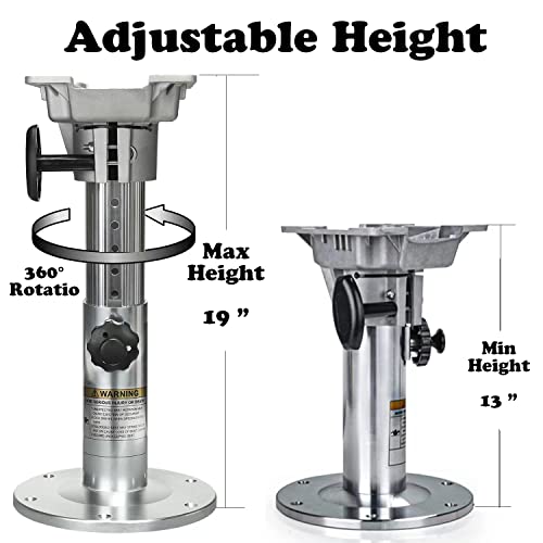 ONHI Adjustable Aluminum Boat Seat Pedestal 13-19 Inch Height, Locking Design, Silver Polished, for Fishing Boats and Marine Vessels - Image 4