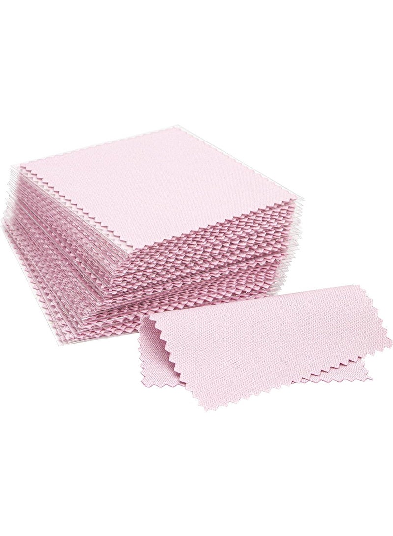 100pcs قماش تنظيف المجوهرات ، قماش تلميع الفضة ملفوفة بشكل فردي ، قماش تلميع المجوهرات الصغيرة للفضة الاسترلينية والذهب والبلاتين وأكثر من ذلك (الوردي ، 3.15 "x 3.15") - Image 1