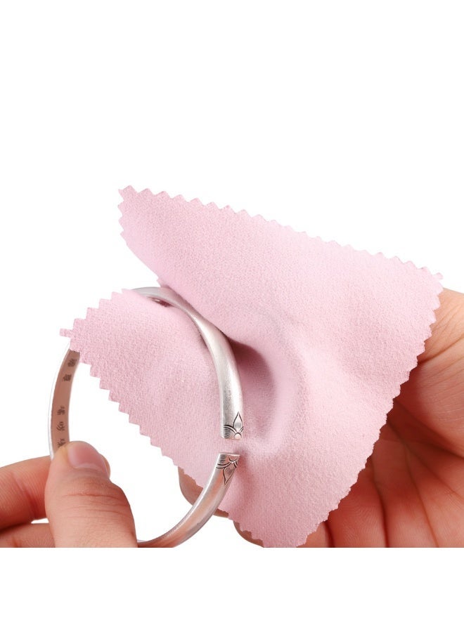 100pcs قماش تنظيف المجوهرات ، قماش تلميع الفضة ملفوفة بشكل فردي ، قماش تلميع المجوهرات الصغيرة للفضة الاسترلينية والذهب والبلاتين وأكثر من ذلك (الوردي ، 3.15 "x 3.15") - Image 3