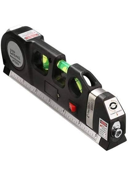 MVM Enterprise MVM Enterprise Level Laser Plastic Horizon Vertical Measure Tape Aligner Bubbles Ruler Multifunction Leveler Tool Black  - Image 1