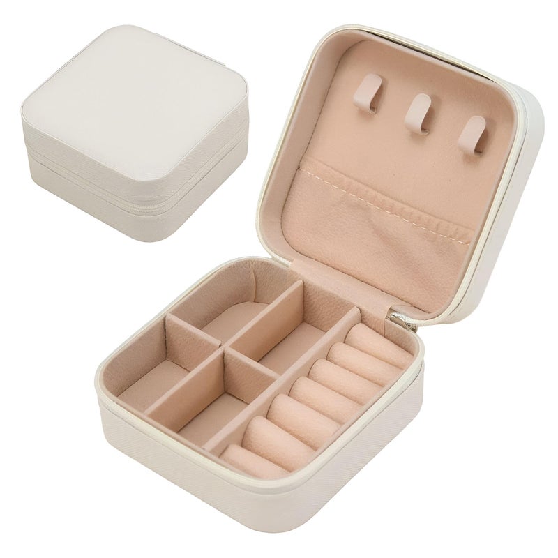 Two-piece gift set jewelry organizer - luxury small boxes for mom or friend - perfect for travel and occasions. (white) - Image 1