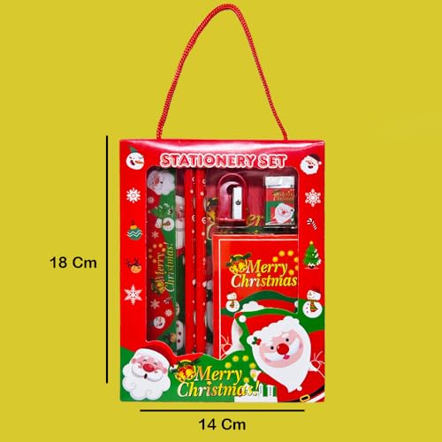 PARTEET Christmas Stationery Giftset (Pack of 6 Items) 1 Eraser, 1 Sharpener, 1 Scale, 1 Diary, 2 Pencils for Kids - Image 3