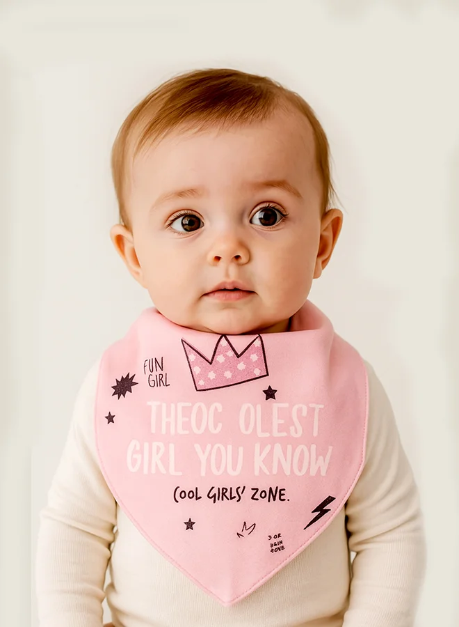 LITTLE SURPRISE BOX Little Surprise Box, 3PCS Set of Pink Crown premium adjustable snap button closure Bibs
