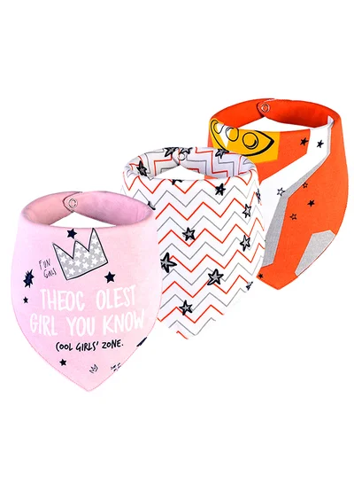 LITTLE SURPRISE BOX Little Surprise Box, 3PCS Set of Pink Crown premium adjustable snap button closure Bibs