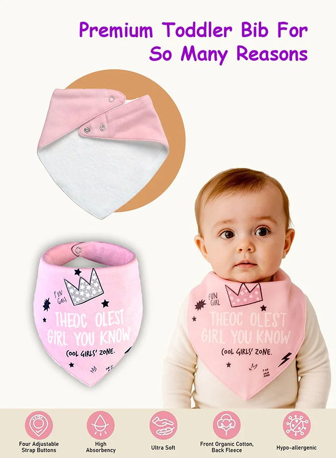 LITTLE SURPRISE BOX Little Surprise Box, 3PCS Set of Pink Crown premium adjustable snap button closure Bibs