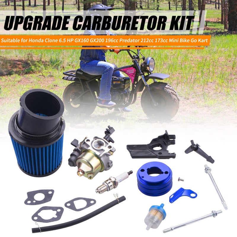 MRELC High Performance Upgraded Carburetor Air Filter adapter Intake Spark Plug Kit fit for Predator 212cc 6.5 Hp Honda Gx160 Gx200 196cc Coleman CT200U Trail CT100U Mini Bike Go Kart Racing ï¼ˆBlueï¼‰ - Image 5