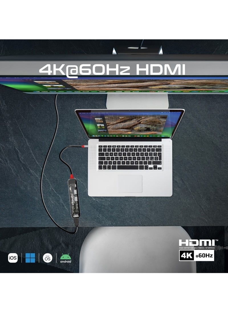 بروميت محور USB-C شفاف 7 في 1 مع HDMI 4K، فتحة بطاقة SD/TF بسعة 2TB، منفذي USB-A بسرعة 5Gbps، منفذ USB-C PD بقوة 100W ومنفذ بيانات USB-C لجهاز MacBook Pro، Dell، TransHub-Lite - Image 4