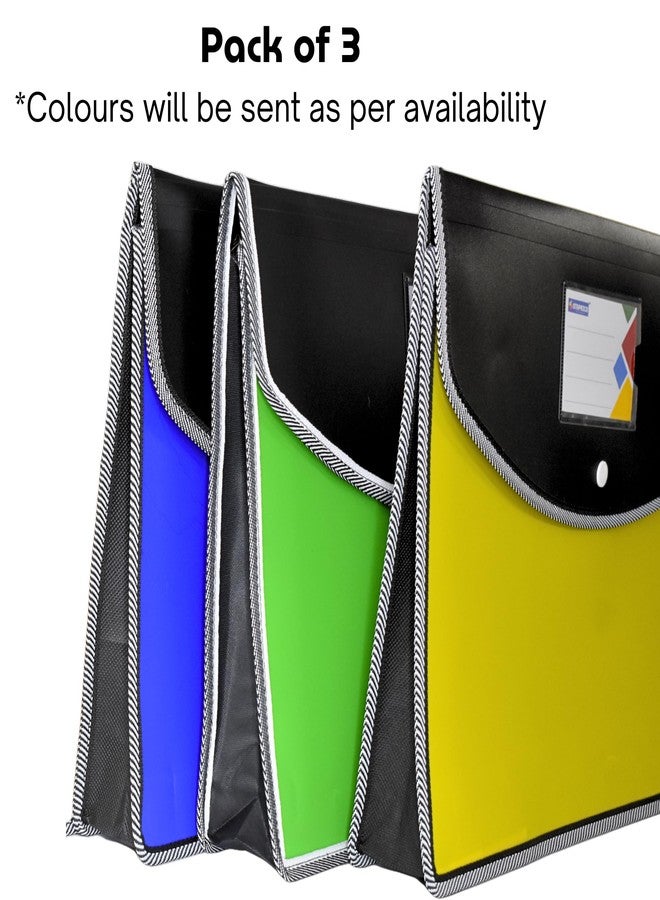 ال سي مجموعة من 3 حافظات ملفات متينة قابلة للتوسيع بأزرار - منظم مستندات بلاستيكي بحجم A4/Legal مع فتحة لبطاقة الاسم، لون فلورسنت مزدوج، حامل ملفات غير لامع للمدرسة والمكتب والمنزل - Image 3