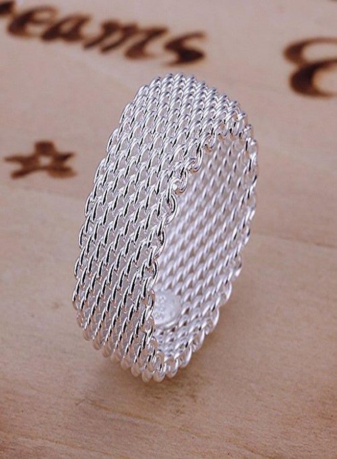 Cutesmile Fashion Beautiful Jewelry New 925 Sterling Silver Mesh Fine Ring Band(9) - Image 3
