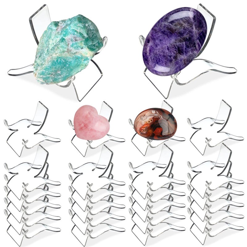 24 PCSDisplay StandAcrylic Rock Display standsClear Display Easel Stands Pedestal for Crystal Geodes Rock Mineral Agate Fossil Coral crystalgemstone Small Collectibles Display Stands Large