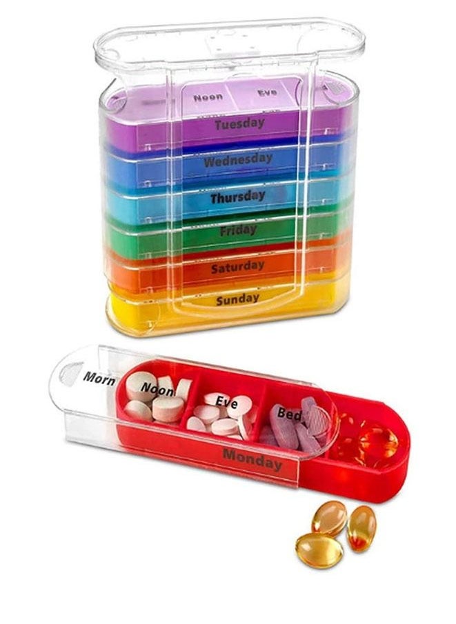 Generic Transparent Colorful 7- Piece Medicine Tablets Organizer Set 28 Compartments  - Image 1