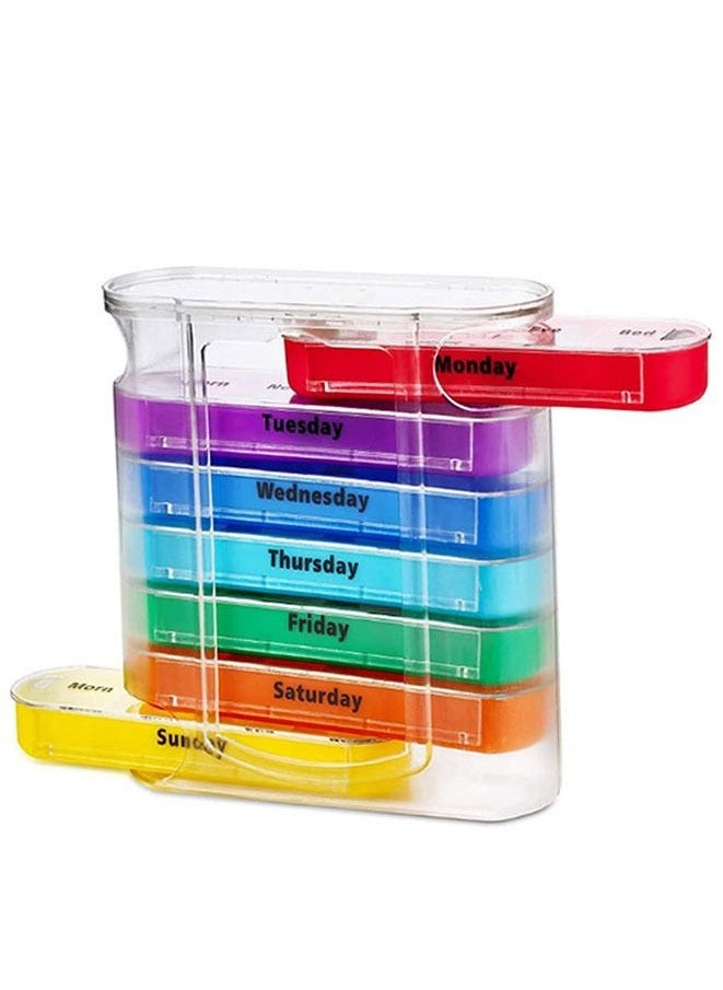 Generic Transparent Colorful 7- Piece Medicine Tablets Organizer Set 28 Compartments  - Image 4