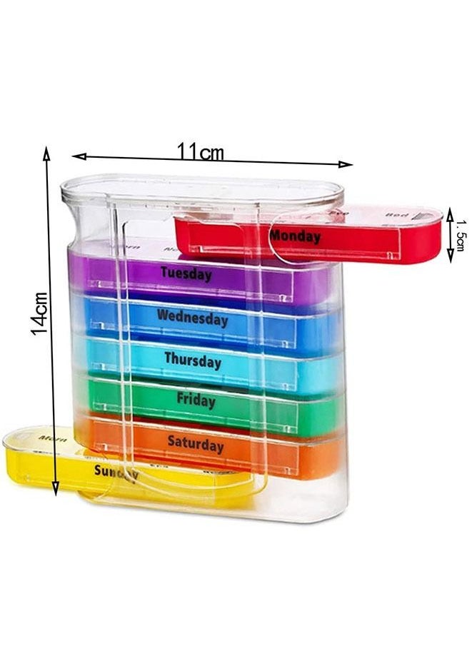 Generic Transparent Colorful 7- Piece Medicine Tablets Organizer Set 28 Compartments  - Image 2