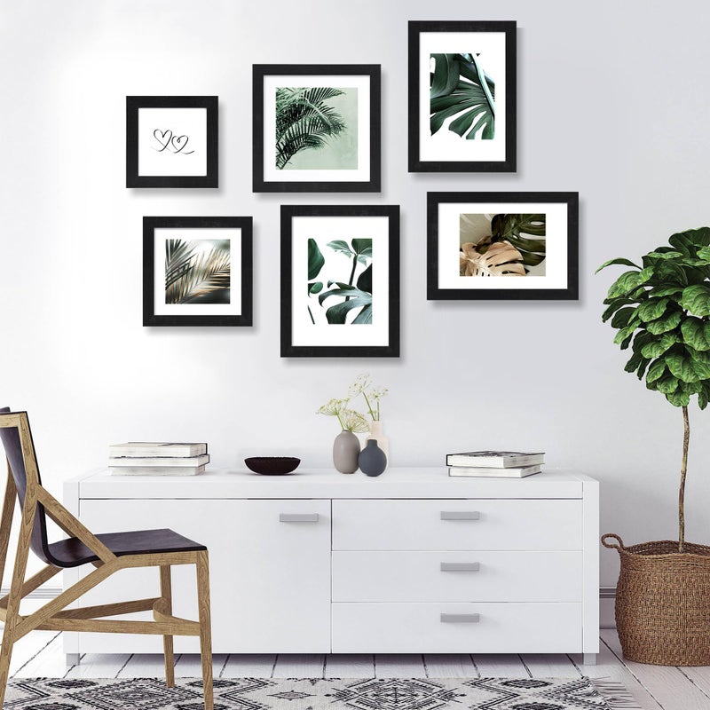 Hongkee مجموعة إطار صورة Hongkee 6x9 من 2 مصنوعة من زجاج حقيقي وإطار خشبي أسود ريفي - 6 × 9 صور للجدار أو عرض الطاولة - Image 4