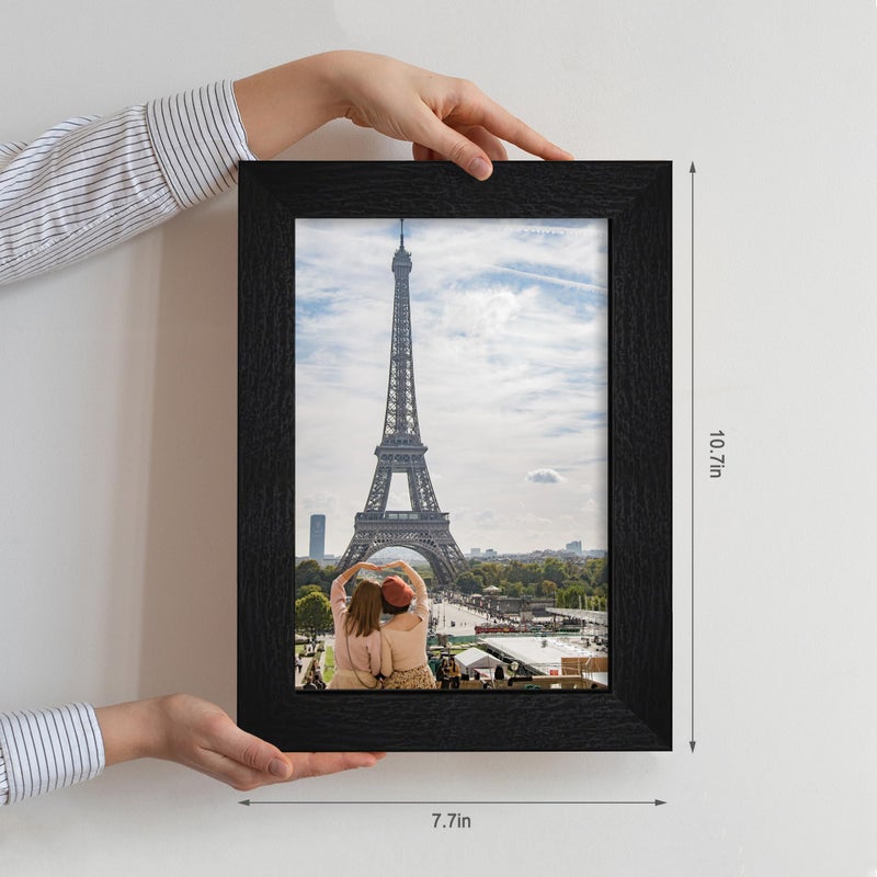 Hongkee مجموعة إطار صورة Hongkee 6x9 من 2 مصنوعة من زجاج حقيقي وإطار خشبي أسود ريفي - 6 × 9 صور للجدار أو عرض الطاولة - Image 2