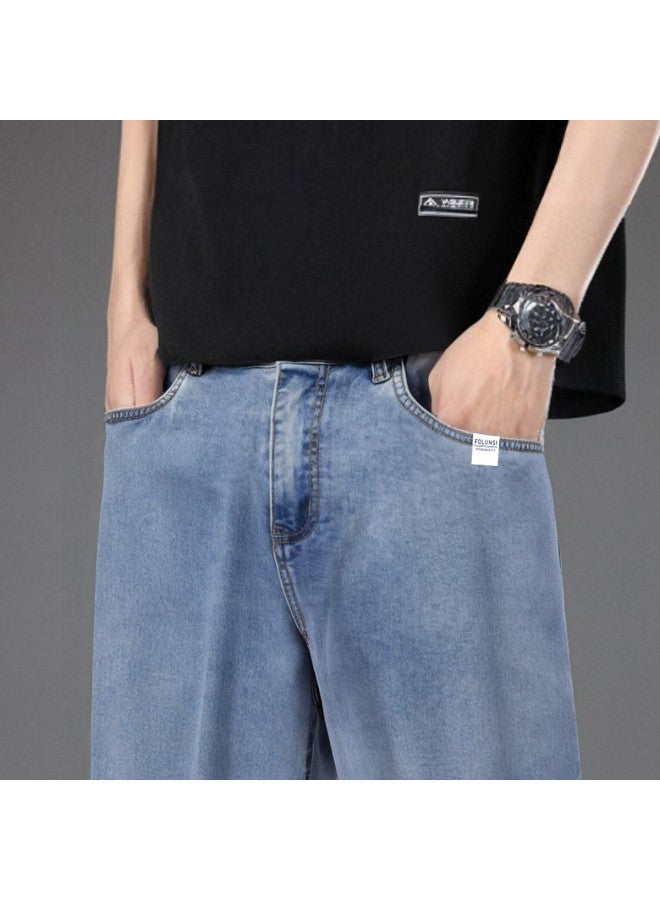 FOLUNSI summer Men's Jeans With Lyocell - Soft, Comfortable, Breathable Loose-fit Straight-leg Cropped Pants - Image 5