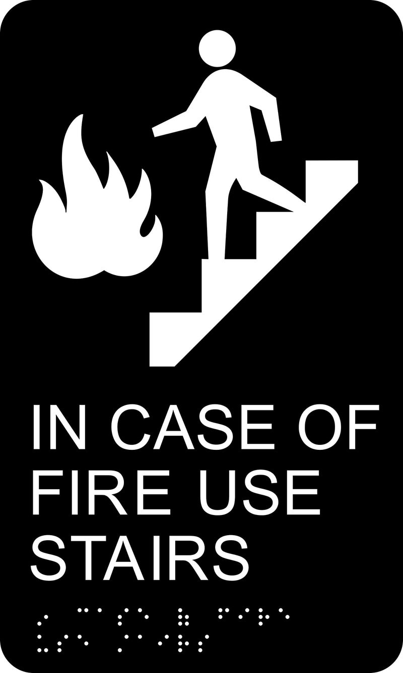 HY-KO Products DB-18 in Case of Fire Use Stairway BRAILLE Sign, White/Black, 6" x 10" - Image 3