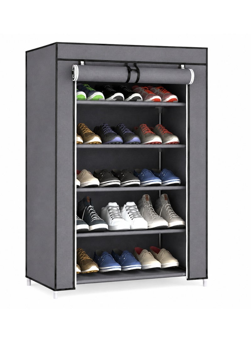 ZAICA 5-Tier Shoe Rack Organizer – Multi-Layer Storage Shelf for Shoes, Bags & Accessories, Durable Metal Frame, Space-Saving Design, Grey (90x60x30cm) - Image 1