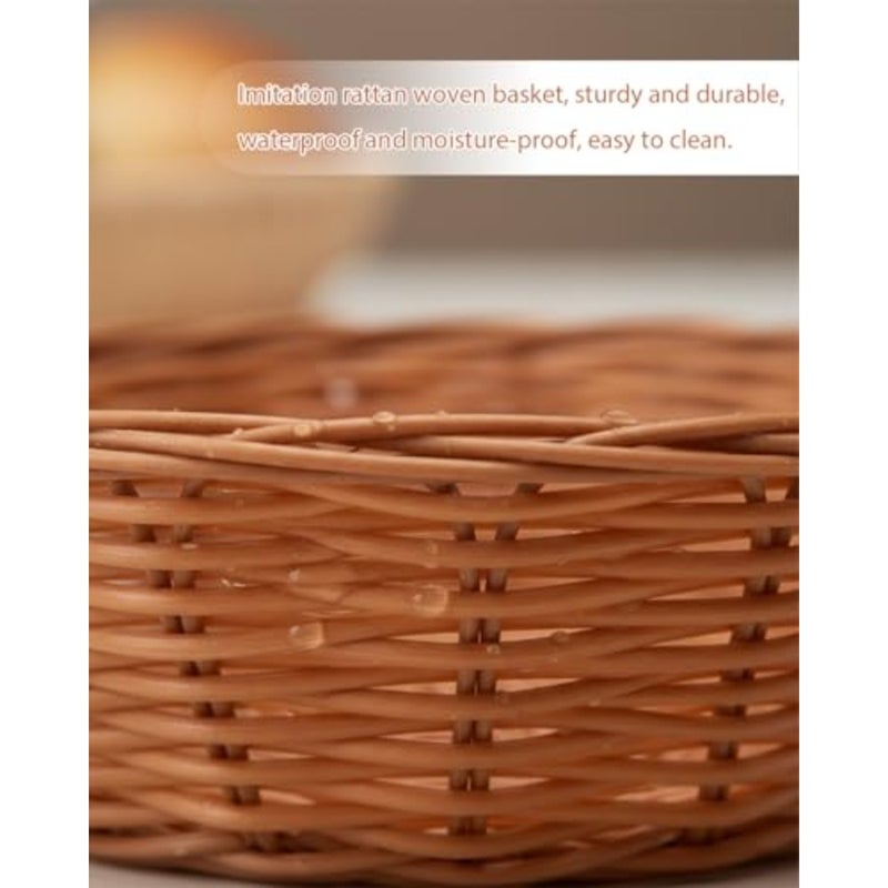 Woven Bread Baskets, 14 Pack Plastic Round Baskets for Serving, Food Storage Baskets for Fruits, Vegetables, Snacks, Small Woven Baskets for Gifts, Decorative Storage and Kitchen Organization - Image 3
