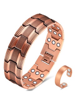 Copper Bracelet for Men, Magnetic Therapy Bracelet for Arthritis Pain Relief Ultra Strength 3500 Gauss Double Row Magnets, 99.9% Pure Copper Magnetic Bracelet Adjustable Length Jewelry Gifts